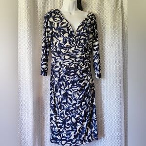 Elegant Blue and White Patterned Dress